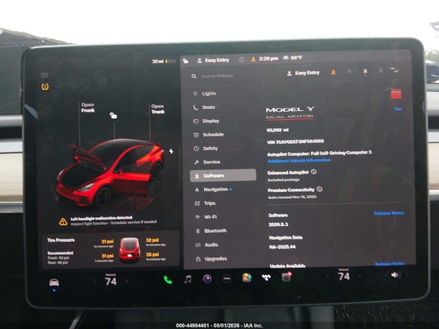 2022 Tesla Model Y Performance Dual Motor All-wheel Drive მანქანა იყიდება აუქციონზე, vin: 7SAYGDEF2NF564568, აუქციონის ნომერი: 44984401