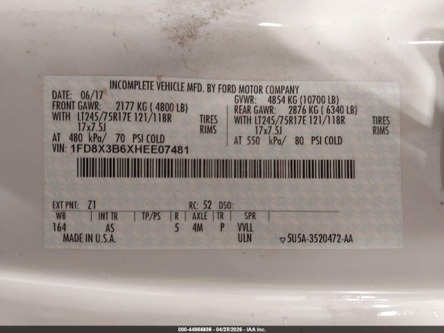 Ford F-350 Xl 2017 1FD8X3B6XHEE07481 Image 9