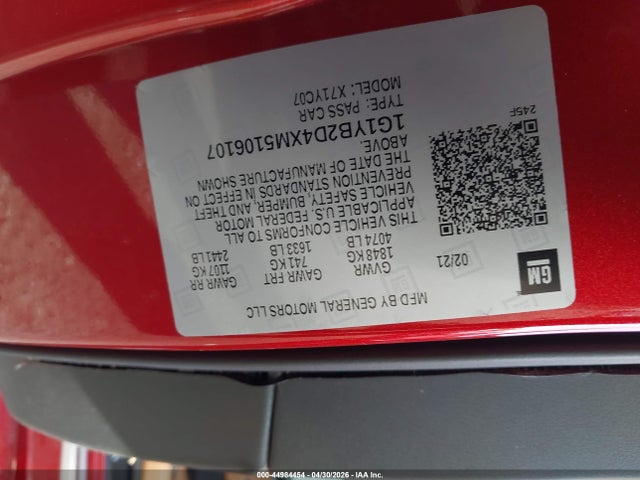 1G1YB2D4XM5106107 Chevrolet Corvette Stingray Rwd 2lt
