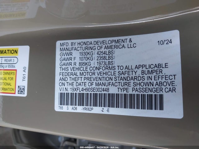 19XFL4H90SE002448 Honda Civic Hybrid Sport Touring