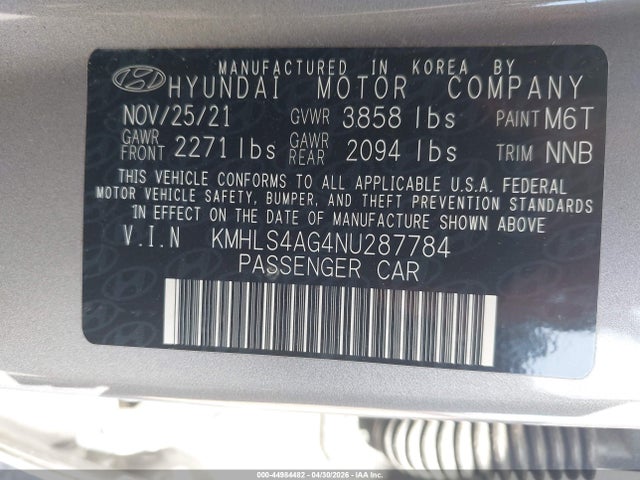 Hyundai ELANTRA SEL 2022 KMHLS4AG4NU287784 Image 9