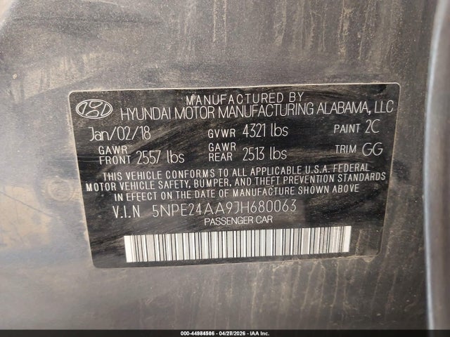 5NPE24AA9JH680063 Hyundai SONATA ECO