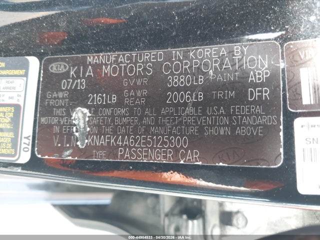 44984533 :رقم المزاد ، KNAFK4A62E5125300 vin ، 2014 Kia Forte Lx مزاد بيع