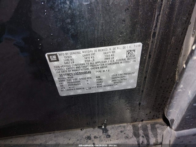 3GYFNCE33GS558549 Cadillac Srx Performance Collection