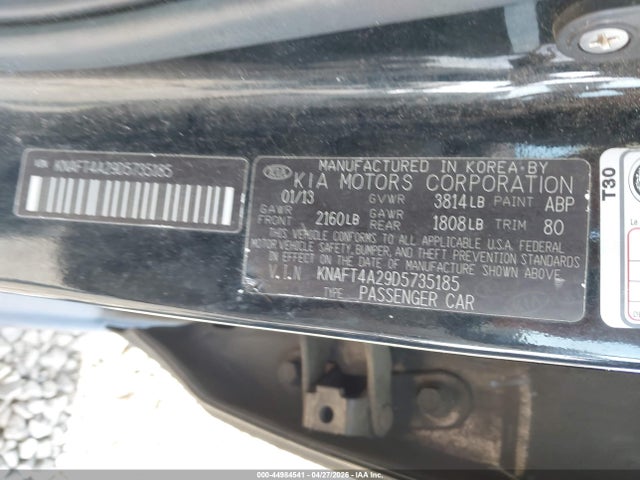 44984541 :رقم المزاد ، KNAFT4A29D5735185 vin ، 2013 Kia Forte Lx مزاد بيع