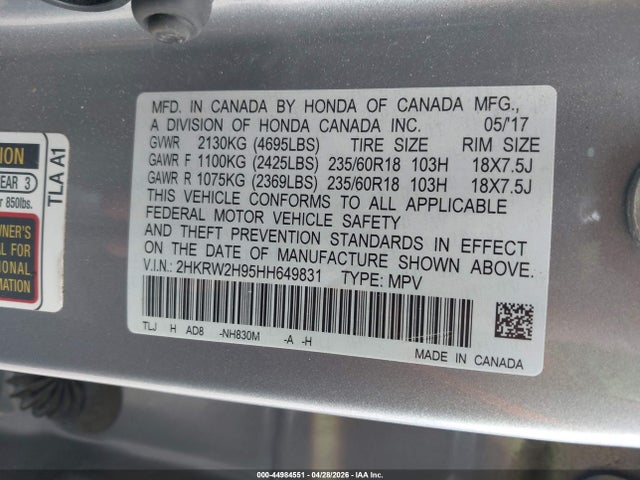 2HKRW2H95HH649831 Honda Cr-v Touring