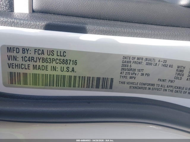 Aukcja sprzedaży 2023 Jeep Grand Cherokee 4xe, vin: 1C4RJYB63PC588716, numer aukcji: 44984553