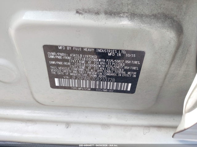 Aukcja sprzedaży 2016 Subaru Crosstrek 2.0i Premium, vin: JF2GPABC7G8210728, numer aukcji: 44984577