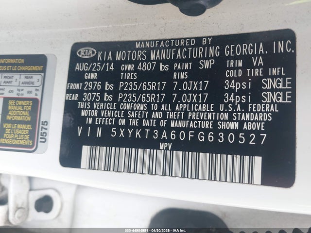 Aukcja sprzedaży 2015 Kia Sorento Lx, vin: 5XYKT3A60FG630527, numer aukcji: 44984591