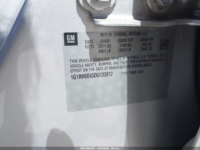 Продажа на аукционе авто 2013 Chevrolet Volt, vin: 1G1RH6E43DU133812, номер лота: 44984597