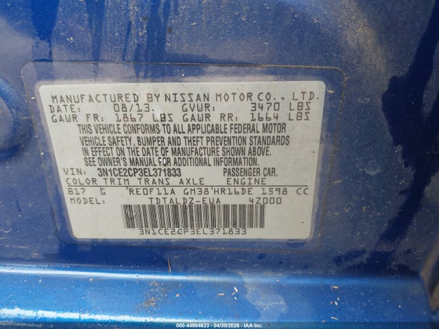 Продаж на аукціоні авто 2014 Nissan Versa Note Sv, vin: 3N1CE2CP3EL371833, номер лоту: 44984623