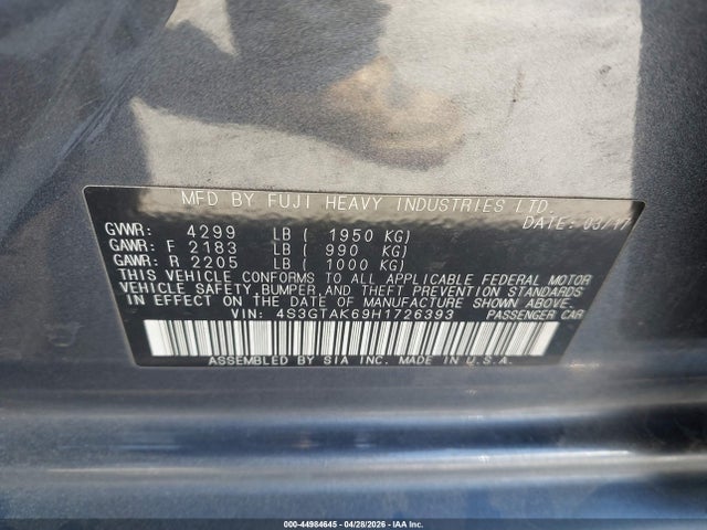 Aukcja sprzedaży 2017 Subaru Impreza 2.0i Sport, vin: 4S3GTAK69H1726393, numer aukcji: 44984645