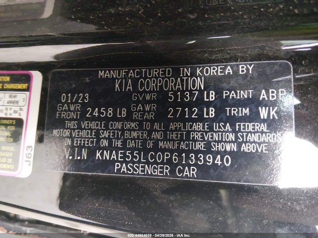 44984659 :رقم المزاد ، KNAE55LC0P6133940 vin ، 2023 Kia Stinger Gt2 مزاد بيع