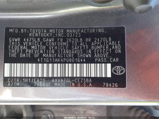 4T1G11AK4PU801644 Toyota CAMRY SE