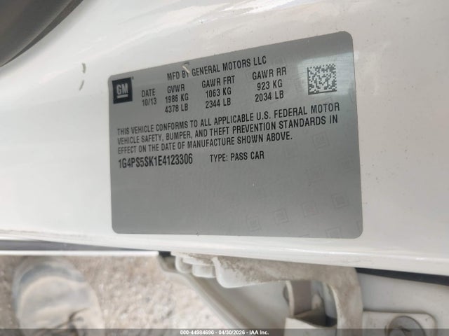Aukcja sprzedaży 2014 Buick Verano Leather Group, vin: 1G4PS5SK1E4123306, numer aukcji: 44984690