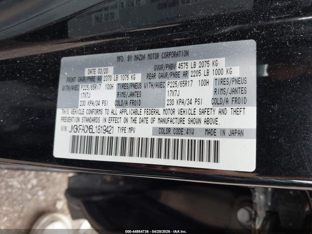 Aukcja sprzedaży 2020 Mazda Cx-5 Touring, vin: JM3KFACM6L1819421, numer aukcji: 44984736