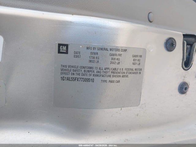 Aukcja sprzedaży 2007 Chevrolet Cobalt Lt, vin: 1G1AL55FX77309510, numer aukcji: 44984747