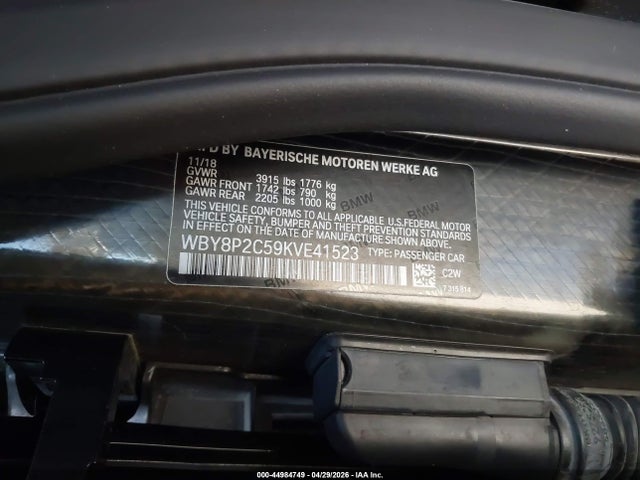 WBY8P2C59KVE41523 BMW I3 120ah