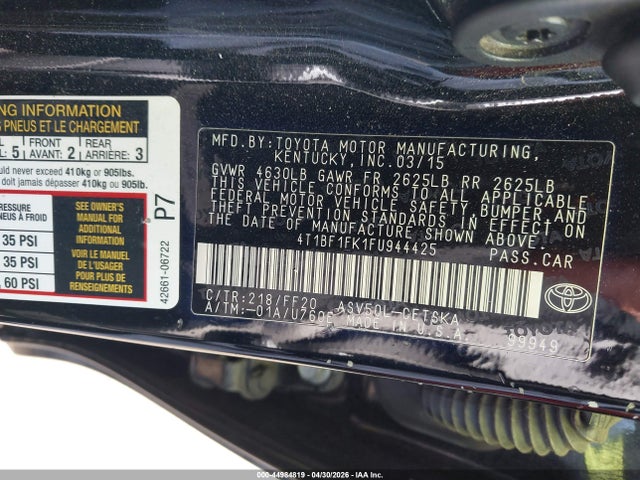 4T1BF1FK1FU944425 Toyota CAMRY SE