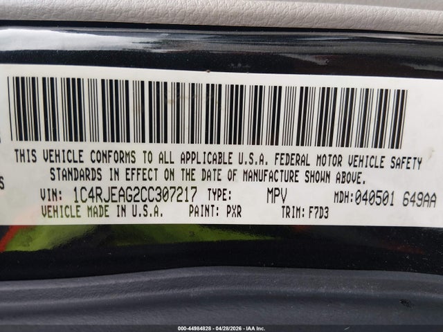 Aukcja sprzedaży 2012 Jeep Grand Cherokee Laredo, vin: 1C4RJEAG2CC307217, numer aukcji: 44984828