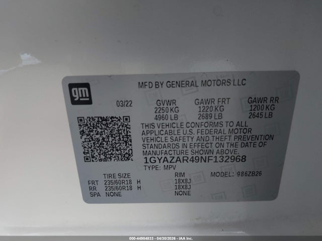 Aukcja sprzedaży 2022 Cadillac Xt4 Fwd Luxury, vin: 1GYAZAR49NF132968, numer aukcji: 44984833