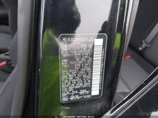44984840 :رقم المزاد ، JN8AF5MR5FT509716 vin ، 2015 Nissan Juke S مزاد بيع