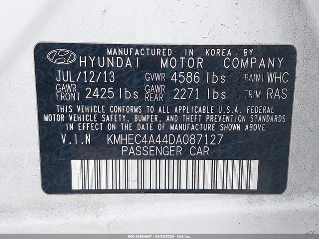 Продаж на аукціоні авто 2013 Hyundai Sonata Hybrid Limited, vin: KMHEC4A44DA087127, номер лоту: 44984847