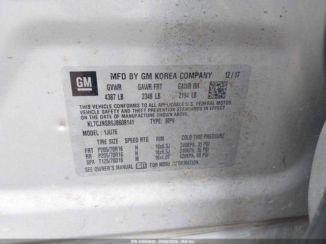Chevrolet TRAX LS 2018 KL7CJNSB9JB608141 Image 9