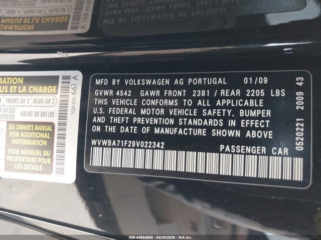 Продажа на аукционе авто 2009 Volkswagen Eos Komfort, vin: WVWBA71F29V022342, номер лота: 44984860