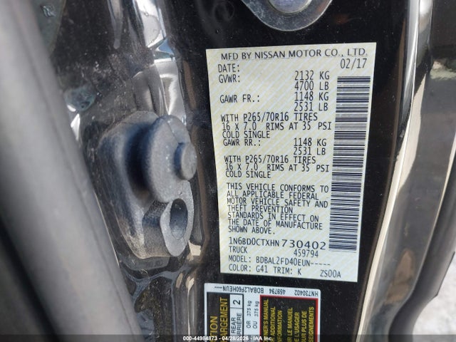 Nissan Frontier Sv-i4 2017 1N6BD0CTXHN730402 Image 9
