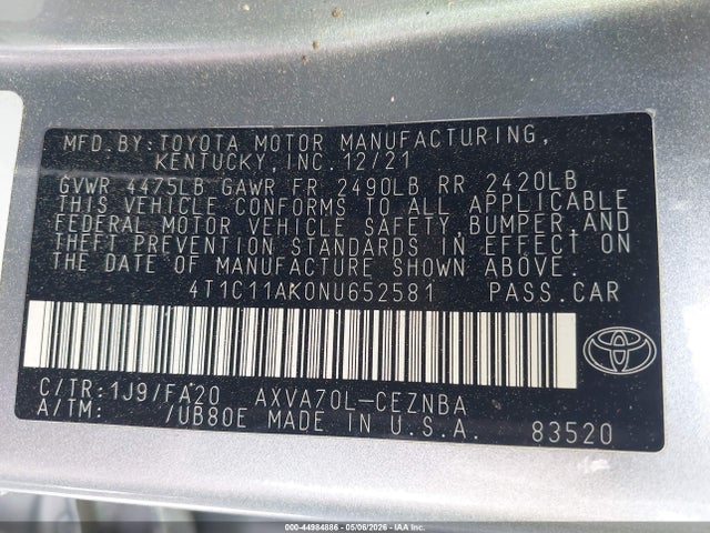 Toyota CAMRY LE 2022 4T1C11AK0NU652581 Image 9