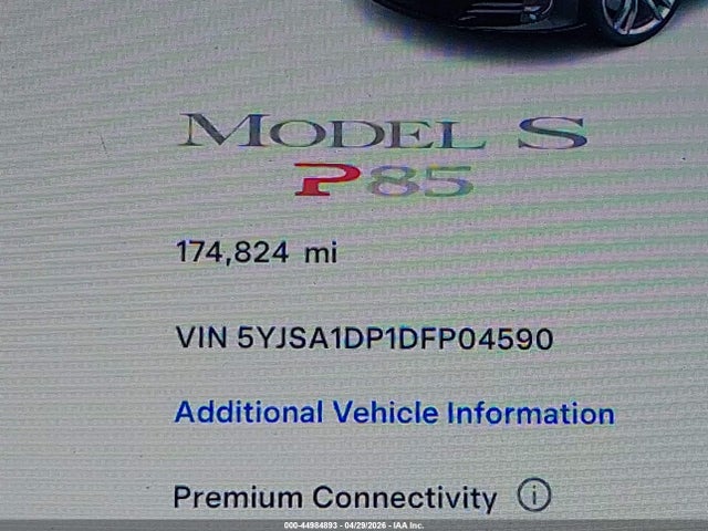 44984893 :رقم المزاد ، 5YJSA1DP1DFP04590 vin ، 2013 Tesla Model S Performance مزاد بيع
