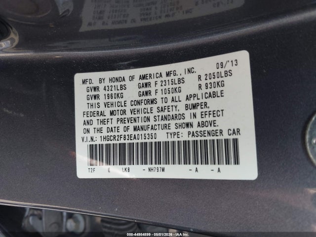 Honda Accord Ex-l 2014 1HGCR2F83EA015350 Image 9