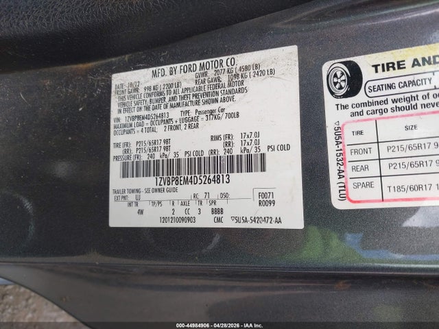 44984906 :رقم المزاد ، 1ZVBP8EM4D5264813 vin ، 2013 Ford Mustang V6 Premium مزاد بيع