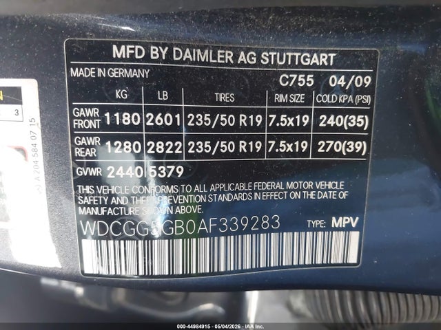 Продажа на аукционе авто 2010 Mercedes-benz Glk 350, vin: WDCGG5GB0AF339283, номер лота: 44984915