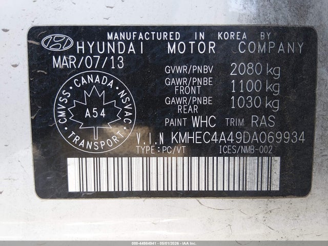 Продажа на аукционе авто 2013 Hyundai Sonata Hybrid Limited, vin: KMHEC4A49DA069934, номер лота: 44984941