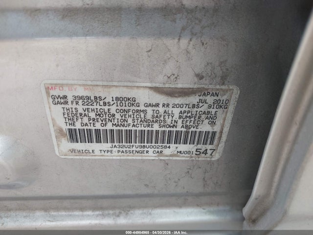 Продаж на аукціоні авто 2011 Mitsubishi Lancer Es, vin: JA32U2FU9BU002584, номер лоту: 44984965