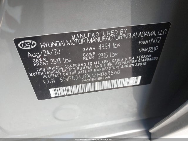5NPEJ4J2XMH068860 Hyundai Sonata Sel Plus