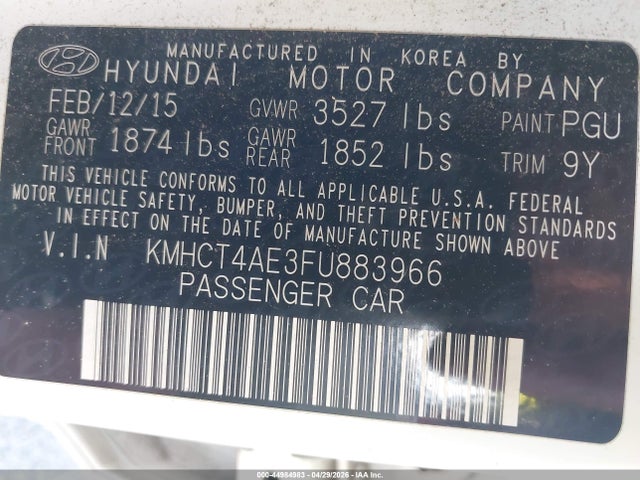 Hyundai ACCENT GLS 2015 KMHCT4AE3FU883966 Image 9