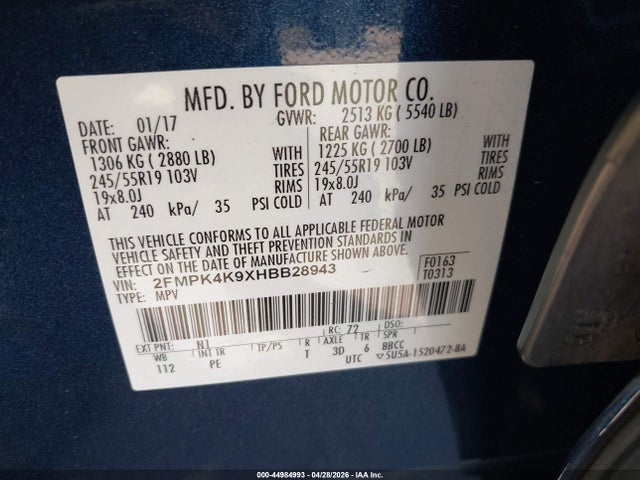 Ford Edge Titanium 2017 2FMPK4K9XHBB28943 Image 9
