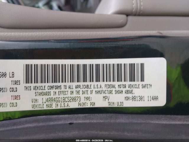 Продажа на аукционе авто 2011 Jeep Grand Cherokee Laredo, vin: 1J4RR4GG1BC520873, номер лота: 44985014
