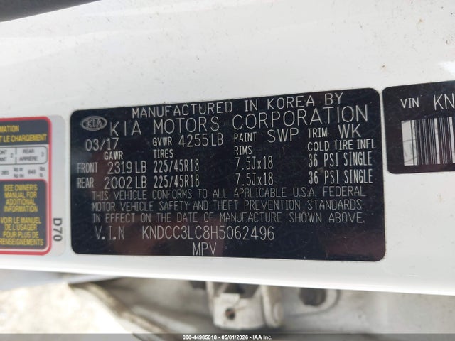 44985018 :رقم المزاد ، KNDCC3LC8H5062496 vin ، 2017 Kia Niro Ex مزاد بيع