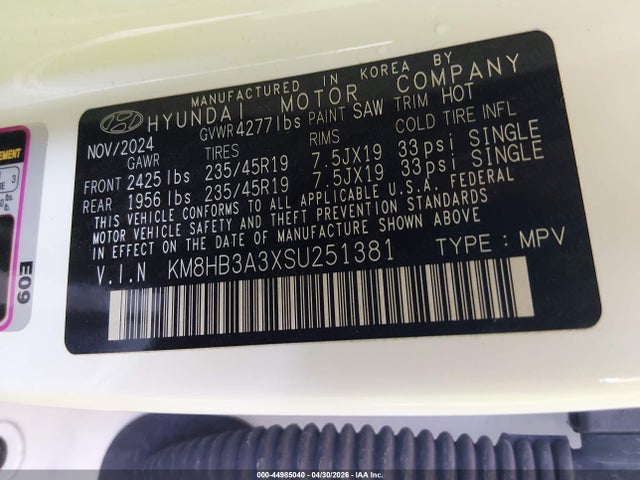 Aukcja sprzedaży 2025 Hyundai Kona N Line S, vin: KM8HB3A3XSU251381, numer aukcji: 44985040