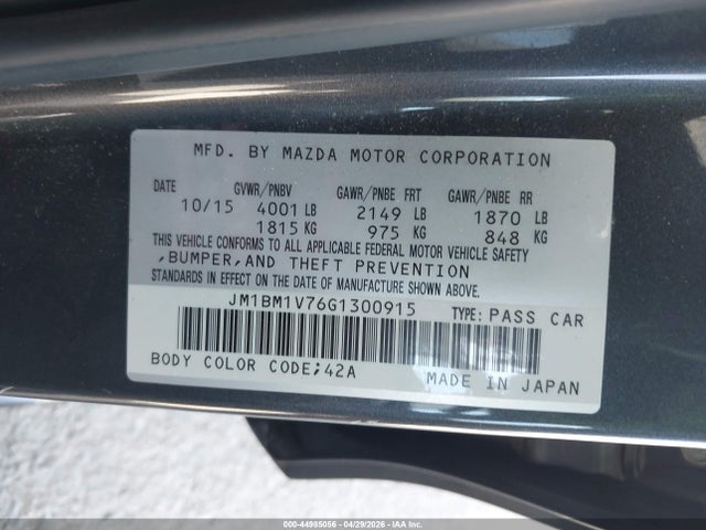 JM1BM1V76G1300915 Mazda Mazda3 I Touring
