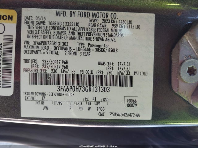 Продаж на аукціоні авто 2016 Ford Fusion Se, vin: 3FA6P0H73GR131303, номер лоту: 44985073