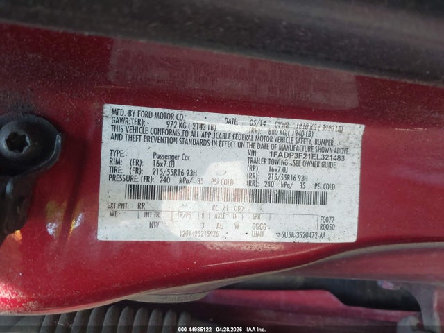 Aukcja sprzedaży 2014 Ford Focus Se, vin: 1FADP3F21EL321483, numer aukcji: 44985122