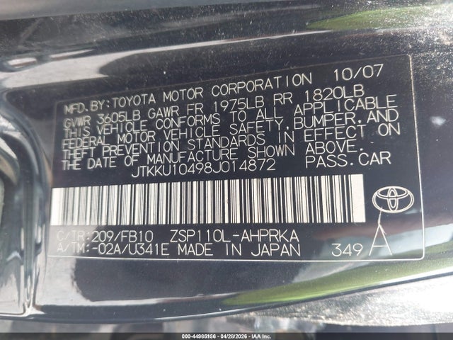 Продаж на аукціоні авто 2008 Scion Xd, vin: JTKKU10498J014872, номер лоту: 44985136