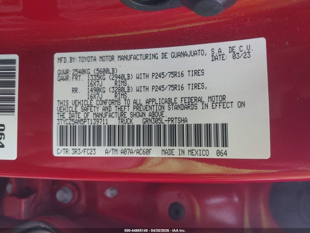 3TYCZ5AN5PT139711 Toyota Tacoma Sr5 V6