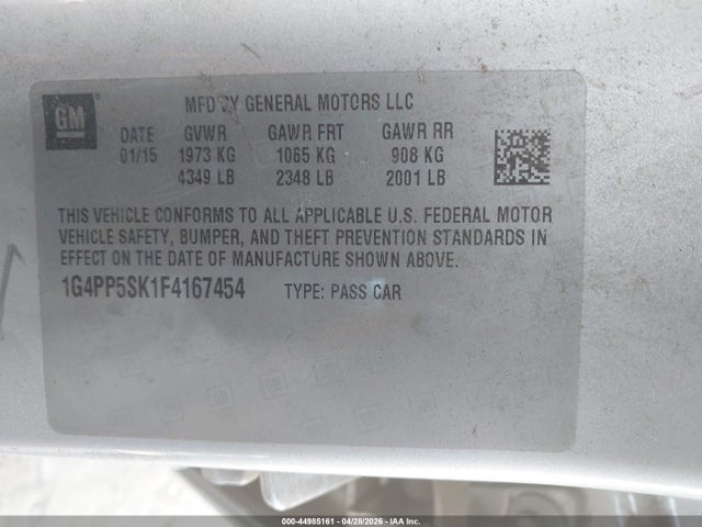 Aukcja sprzedaży 2015 Buick Verano, vin: 1G4PP5SK1F4167454, numer aukcji: 44985161