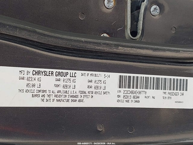 2014 Dodge Charger Se მანქანა იყიდება აუქციონზე, vin: 2C3CDXBGXEH307770, აუქციონის ნომერი: 44985171